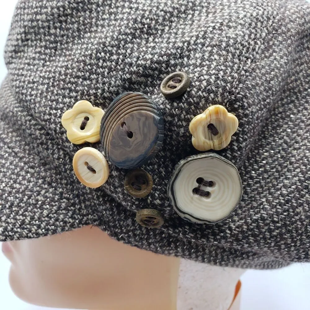 Old Navy 2006 Y2K Women's Cabbie Newsboy Cap Hat Tweed One Size